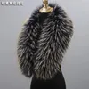 Scarves High Quality Fake Fur Collar Women Winter Warm Accessories 9020cm Luxury Men Down Jackets Hood Decor Shawl 231218