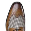 Klänningskor Oxfords Brogue Men's Patchwork Leather Business Formal For Men Retro Loafers Handmade Wingtip Man Oxford