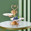 Bandejas de té Plato de frutas Porcelana de estilo europeo Soporte para magdalenas en niveles Cestas Postre
