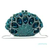 Designer- Crystal Party Purse Women Wedding Clutches Rhinestone Handbag Hollow Out Peacock Clutch bag Evening Bag219k