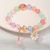 New Arrival Colorful Crystal Bead Elastic Enamel Suower Charm Bracelet for Women Jewelry