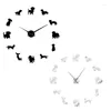 Promotion d'horloges murales ! Bricolage teckel Art Wiener-chien chiot chien animal de compagnie horloge géante sans cadre avec effet miroir saucisse grand