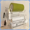 Kitchen Storage 3 Tier Dish Rack Stainless Steel Drain Drainer With Drainboard Hooks Utensil Hol Organizer