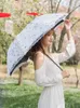 Guarda-chuvas Double Layer Lace Bordado Sun Umbrella para Mulheres Proteção e UV Retro Dobrável Dual-Propósito