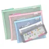 Desk Drawer Organisers 9 st Nylon Pencil Bag Mesh Dokument blixtlåsare förvaringspåsar Purse File Transparent Office School Student Supplies 231219