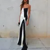 Casual Dresses White/Black Lace-up Patchwork Split Long Dress Women Spring Strapless Hollow Party Summer Off Shoulder Backless Boho