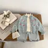 Jackets 2024 Baby Giels Pagoda Sleeve Hollowing Out Embroidery Knitting Coat Cardigan Spring All-match Fashion Outdoor