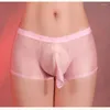 Calzoncillos para hombre, bañadores, ropa interior con nariz de elefante brillante al óleo, bragas para hombre, Bikini translúcido, calzoncillos Boxer ultrafinos de cintura baja