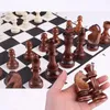 Satranç Oyunları 32 Parça Ahşap Satranç Kral Yüksekliği 110mm Oyun Seti Satranç Adamları Satranç Leathe Board Yarışmaları Set Çocuk Yetişkin Satranç Hediyesi 231218