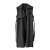 Dames Trench Coats Superaen Autumn Wind Breakher Vest Women Hoge Taille Simple Long Mouwess Coat