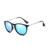 Lunettes de soleil rondes classiques Hommes Femmes Coloré Miroir Nuances Femme UV400 Lunettes de soleil Argent Noir Cadre avec étuis boîtes Top Q293u