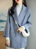 Dameswol Blends Coat Elegance Coats and Jacket in de herfst Winter Winter Women Koreaanse stijl Lage Lady Lady Lady Trench 231218