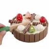 Cuisines Jouer à la nourriture en bois enfants cuisine jouets semblant jouets coupe gâteau jouer nourriture enfants jouets en bois fruits cuisine jouets pour bébé anniversaire intérêts 231218