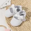 Första Walkers Kidsun Baby Girls Dress Shoes Spädbarn Bowknot Mary Jane Wedding Party Princess Cotton Soft Sole Crib