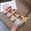 Flache Schuhe Kinderschuhe Schleife Prinzessin Frühling Herbst Süße Kristall Flats Baby Mary Jane Loafer Schuhe mit weicher Sohle Größe 23-35 231219