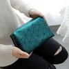 Pennelli per trucco Borsa per cosmetici in pelle PU Organizer da toilette multifunzionale di grande capacità impermeabile con cerniera portatile per viaggi femminili