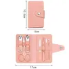 Kit per nail art Cura 7 pezzi Taglierina Forbici Pinzette Clipper Kit per pedicure manicure Set con custodia in pelle PU colorata