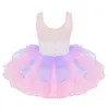 Stage Wear Tutu Ballet Robe Fille Ballerine Louange Liturgique Costume De Danse Lyrique Brillant Paillettes Maille Splice Gymnastique Justaucorps