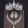 Kedjor 3st Crystal Crown Halsband örhänge set brud smycken bröllop hår tillbehör tiaras och kronor 231219