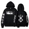 Moletons masculinos moletons Japão Anime Berserk Hoodies outono inverno manga longa unisex harajuku pullovers streetwear mangá gráfico y2k roupas moletom 231219