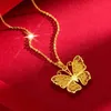 Gargantillas Real 18k Oro Hueco Collar de mariposa Cadena de lavícula para mujeres Novia Pure 999 Cadenas Joyería fina Regalos 231218