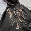 Hoodies femininos gótico streetwear esqueleto impressão oversize hoodie feminino punk harajuku hip hop zíper moletom feminino shopping