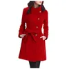 Dames Wolmix 2020 Dames Winter Revers Wollen Jas Trenchcoat Lange Mouw Overjas Uitloper Abrigos Mujer Invierno 2020 Kameeljas Grote maten