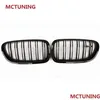 Grilles Pair Dual Line Glossy Black Mesh Grill Grille For 5 Series F10 F11 F18 M5 Racing Grills 2010Add Drop Delivery Automobiles Moto Otjvf