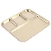 Dinnerware Sets Stainless Steel Grid Sectioned Plates Pallet Home Tableware Portion Seasoning Serving Tray Baby Separated Dinner