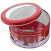 Storage Bottles Christmas Cookie Tins Lid Round Gift Baking Cake Container Metal Containers Holiday Treat