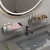 Estantes de baño sin estante para taladro, soporte de almacenamiento de maquillaje y champú, organizador de cocina, accesorios montados en la pared, aleación de aluminio 231218