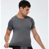 Lu-Mens Lu Lulemen T-Shirt Sommer Freizeit Lauftraining Yoga-Outfit-Kleidung Fitness Schnell trocken atmungsaktiven losen kurzen Ärmeln hohe Elastizität Sive T-Shirt Mode 57