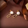 Vintage Pearl Mental Colds Studs Luksus S925 Złote Urocze kolczyki z pudełkiem na prezent