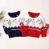 Pullover ma baby 0-18m jul nyfödd spädbarn baby pojke flicka stickade tröjor hösten vinter varm långärmad hjort topp xmas babykläder231215