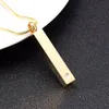 Inlay Zircon Golden Stainless Steel Bar Cremation Urn Pendant Engravable Keepsake Memorial Jewelry For Ashes1945