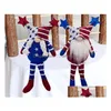 Poupées Poupées du Jour de l'Indépendance Jouets Décoration de la maison Américain Pentagramme National Étoile Longues Jambes Canapé Sans Visage Décor De Voiture Enfants Cadeaux Dro Dhv5M