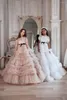 Girl Dresses Champagne Flower For Weddings Ball Gown Strapless Tulle Ruffles Long Girls Pageant Little Kids Baby