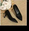 Dress Shoes Pointed Stiletto Heel Large Size 30-44 Women Black Small Suede Work