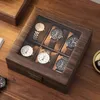Pudełka biżuterii drewniane zegarek zegarek do przechowywania pudełka z pudełkiem domowym.