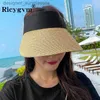 Visors moda kadınlar str Sunhat siyah birleştirme saç çember yaz açık plaj kadın güneş kremi şapkalar büyük ağzı boş üst vizörler cl231219