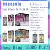 BANG KING 15000パフ使い捨てEタバコ25 ml事前に満たされたポッドメッシュコイル10フレーバーパフ