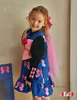 Robe gilet avec nœuds roses pour filles, tenue de princesse avec ourlet falbala, manches bouffantes en gaze, chemise à bascule, printemps 2024, Z6158