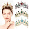 Pinzas para el pelo, corona barroca brillante, adornos de diamantes de imitación de Metal Multicolor elegantes, Tiara nupcial, accesorios para vestido de princesa