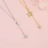 Pendant Necklaces Women Fashion Necklace Korean Version Of Simple Zircon Five-pointed Star Cold Air Tassel Clavicle Chain Jewelry