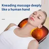 Massaging Neck Pillowws Jinkairui Electric Shiatsu Head Neck Cervical Ttraction Body Massager Car Back Pillow with Heating Vibrating Massage Device 231218