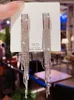 Dangle Chandelier Vintage Golden Color Bar Long Thread Tassel Drop Earrings for Women Glossy Arc Geometric Latest Fashion Jewelry Hanging 231219