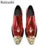 Batzuzhi Luxo Red Letaher Sapatos de vestido Men Fashion Slip on Business, Party, Sapatos de Casamento para Homens! Grande tamanho 38-46!