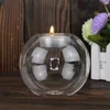 Candle Holders 2 Pcs Transparent Round Holder Stand Household Decor Tabletop Glass Ornament