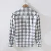 Männer Casual Hemden 2023 Frühling Herbst Koreanischen Stil Patchwork Baumwolle Revers Lange Hülse Lose Plaid Männer Tops Kleidung