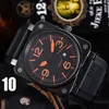 Bell handledsklockor för män 2023 MENSVIKTER Tre nålar kvartsvakt Titta högkvalitativ Top Luxury Brand Designer Clock Rubber Strap Fashion Holiday Gift Classic Style